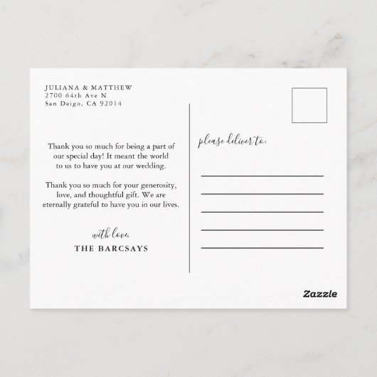 Rustic Hand Lettered Wedding Foto Hartelijk dank Briefkaart (Achterkant)