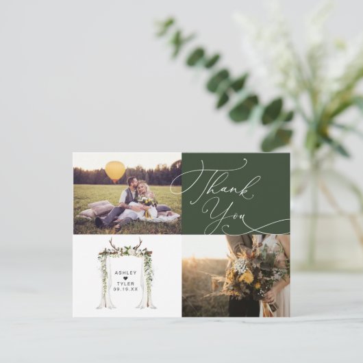 Rustic Hand Lettering Foto Weddenschap Hartelijk d Briefkaart (Staand voorkant)