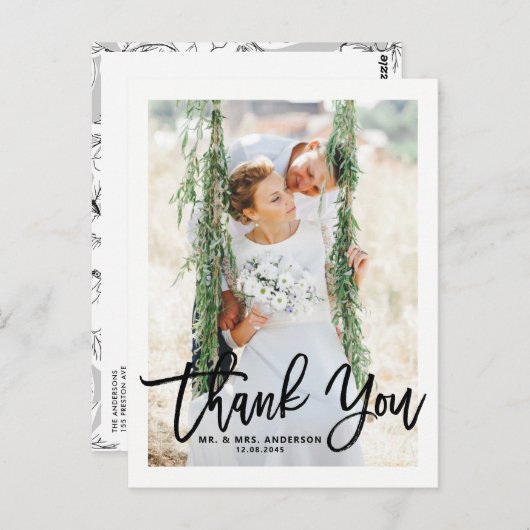 Rustic Hand Lettering Foto Weddenschap Hartelijk d Briefkaart (Voorkant / Achterkant)