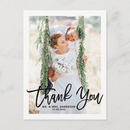 Rustic Hand Lettering Foto Weddenschap Hartelijk d Briefkaart (Voorkant)