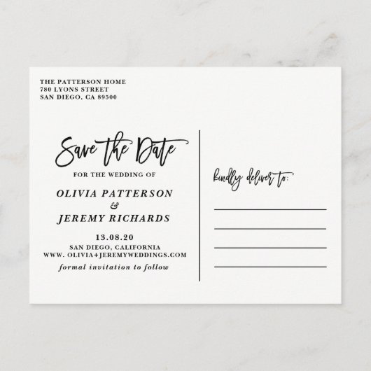 Rustic Hand Lettering Photo Save Our Date Briefkaa Aankondigingskaart (Achterkant)