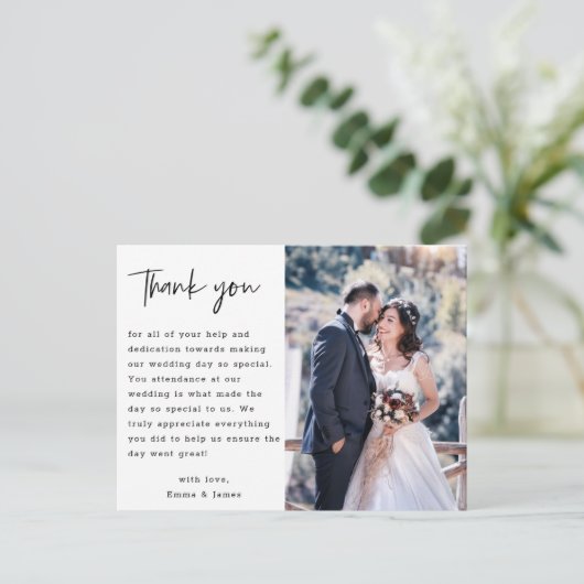 Rustic Hand Lettering Wedding Foto Dank je Briefkaart (Staand voorkant)