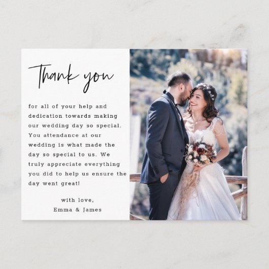 Rustic Hand Lettering Wedding Foto Dank je Briefkaart (Voorkant)