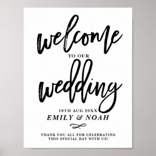 Rustic Hand Lettering Welkom bij ons huwelijk Poster