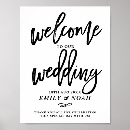 Rustic Hand Lettering Welkom bij ons huwelijk Poster (Voorkant)