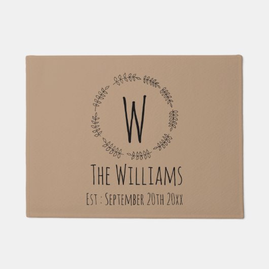 Rustic hand met scharnierkaart met monogram | Welk Deurmat (Voorkant)