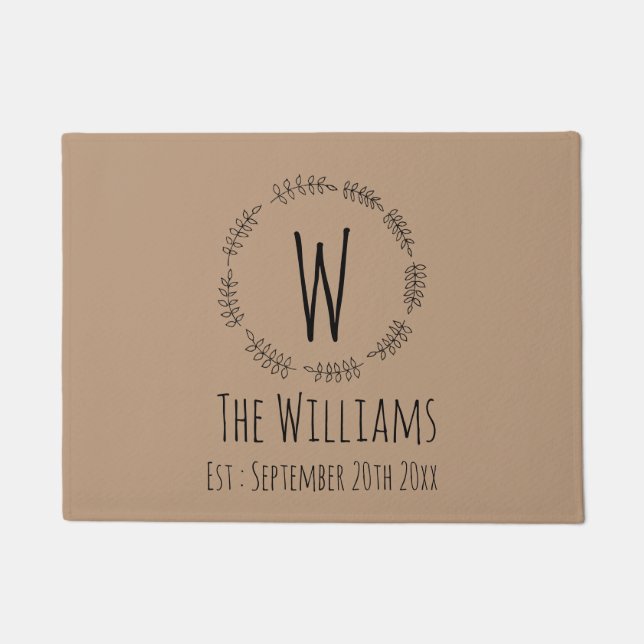 Rustic hand met scharnierkaart met monogram | Welk Deurmat (Voorkant)