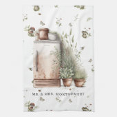 Rustic Hand Painted Country Kitchen Monogram Tea Theedoek (Verticaal)