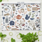 Rustic Hand Painted Country Kitchen Monogram Tea Theedoek (Gevouwen)