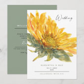 Rustic Hand Painted Sunflower Sage Wedding Kaart (Voorkant / Achterkant)