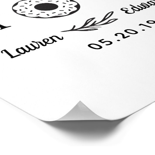 Rustic Hand tekende Donut Mind als ik een huwelijk Poster (Hoek)