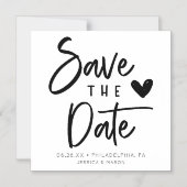 Rustic handgeschreven bruiloft bewaart de datum magnetische uitnodiging (Voorkant)