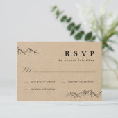 Rustic handgetrokken bergen en bomen die RSVP wedd (Staand voorkant)