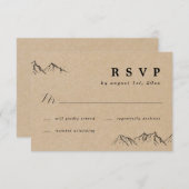 Rustic handgetrokken bergen en bomen die RSVP wedd (Voorkant / Achterkant)