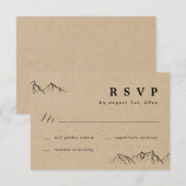 Rustic handgetrokken bergen en bomen die RSVP wedd Kaartje (Voorkant / Achterkant)