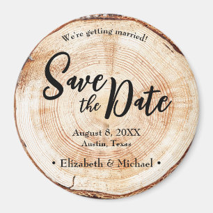Rustic Handlettering Wedding Save the date Wood Magneet