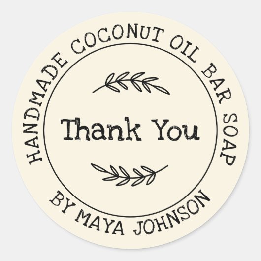 Rustic Handmade Bedankt Ronde Sticker (Voorkant)