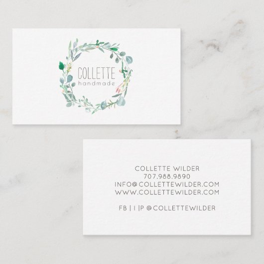 Rustic Handmade Greenery Visitekaartje (Voorkant / Achterkant)