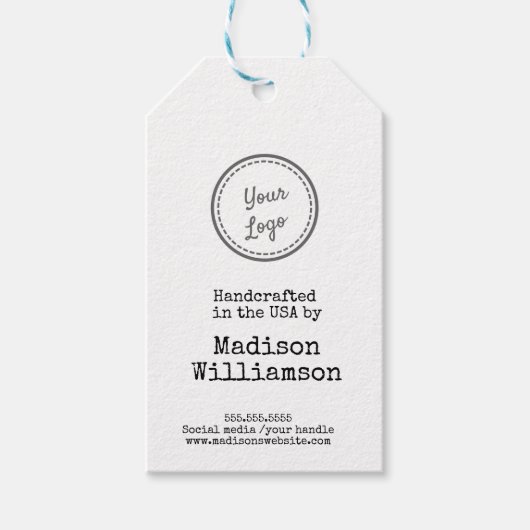 Rustic Handmade in USA Voeg je Logo toe Cadeaulabel (Voorkant)