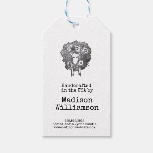 Rustic Handmade in Verenigde Staten | Schapenafdru Cadeaulabel (Voorkant)