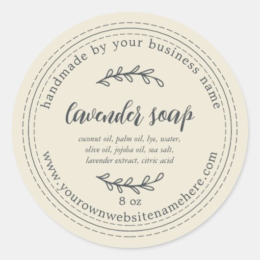 Rustic Handmade Lavender Soap Antiek White Ronde Sticker (Voorkant)