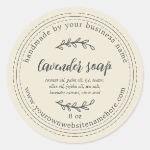 Rustic Handmade Lavender Soap Antiek White Ronde Sticker