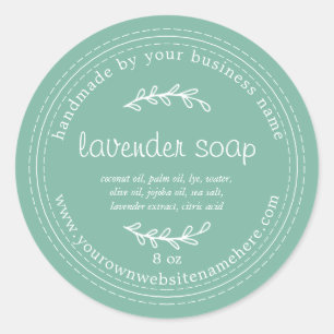 Rustic Handmade Lavender Soap Dusty Jade Green Ronde Sticker