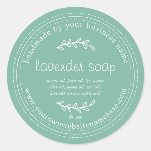 Rustic Handmade Lavender Soap Dusty Jade Green Ronde Sticker (Voorkant)