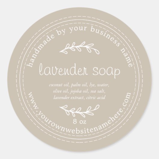 Rustic Handmade Lavender Soap Gray Ronde Sticker (Voorkant)