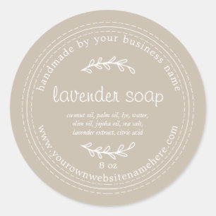 Rustic Handmade Lavender Soap Gray Ronde Sticker