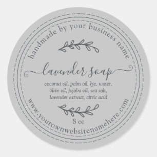 Rustic Handmade Lavender Soap Gray Ronde Sticker