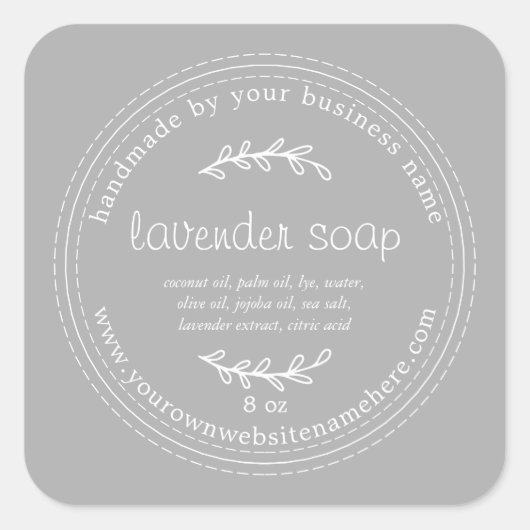 Rustic Handmade Lavender Soap Gray Vierkante Sticker (Voorkant)