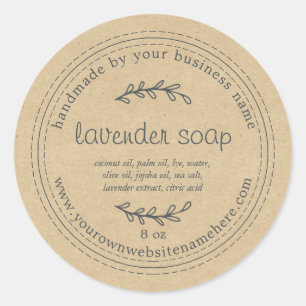 Rustic Handmade Lavender Soap Kraft Paper Ronde Sticker