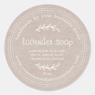 Rustic Handmade Lavender Soap Kraft Paper Ronde Sticker
