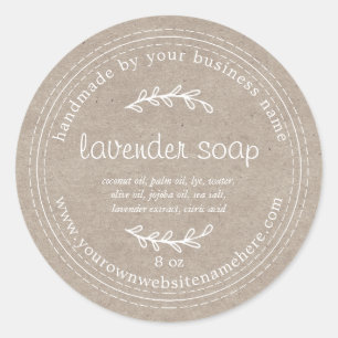 Rustic Handmade Lavender Soap Kraft Paper Ronde Sticker