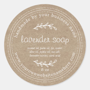 Rustic Handmade Lavender Soap Kraft Paper Ronde Sticker