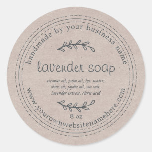Rustic Handmade Lavender Soap Kraft Paper Ronde Sticker