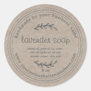 Rustic Handmade Lavender Soap Kraft Paper Ronde Sticker