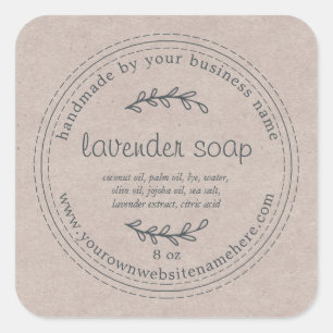 Rustic Handmade Lavender Soap Kraft Paper Vierkante Sticker