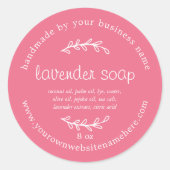 Rustic Handmade Lavender Soap Lemonade Pink Ronde Sticker (Voorkant)