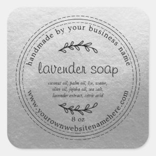 Rustic Handmade Lavender Soap Silver Vierkante Sticker