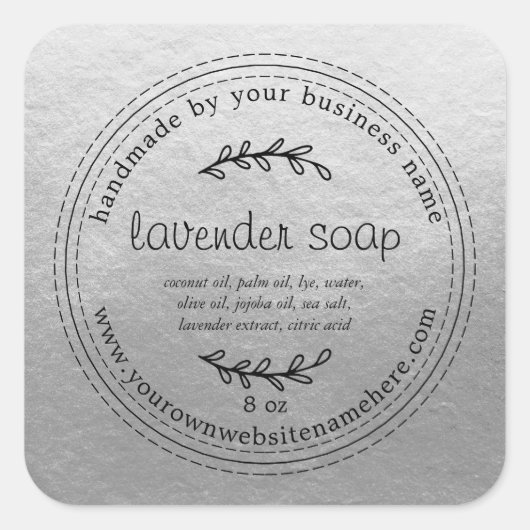 Rustic Handmade Lavender Soap Silver Vierkante Sticker (Voorkant)