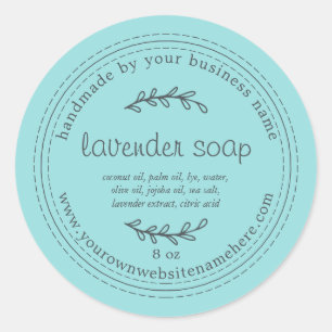 Rustic Handmade Lavender Soap Turquoise Blue Ronde Sticker
