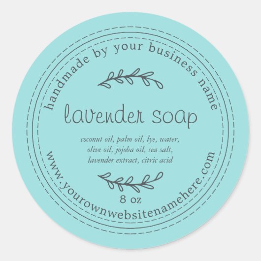 Rustic Handmade Lavender Soap Turquoise Blue Ronde Sticker (Voorkant)