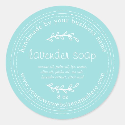Rustic Handmade Lavender Soap Turquoise Blue Ronde Sticker (Voorkant)