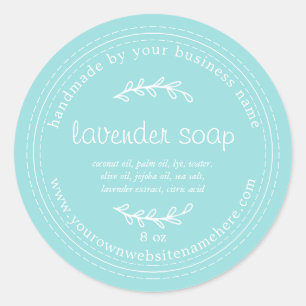 Rustic Handmade Lavender Soap Turquoise Blue Ronde Sticker