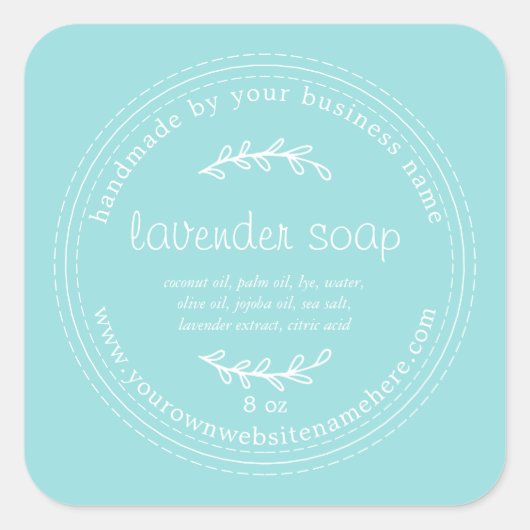 Rustic Handmade Lavender Soap Turquoise Blue Vierkante Sticker (Voorkant)