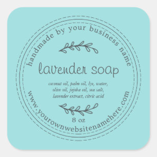Rustic Handmade Lavender Soap Turquoise Blue Vierkante Sticker