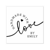 Rustic Handmade with Love Script Heart Baked Goods Zelfinktende Stempel (Design)