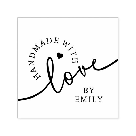 Rustic Handmade with Love Script Heart Baked Goods Zelfinktende Stempel (Design)